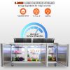 VEVOR Commercial Refrigerator, 72" Sandwich & Salad Prep Table, 17.73 Cu. Ft Stainless Steel Refrigerated Food Prep Station with 18 Pans, Cut Board, 3