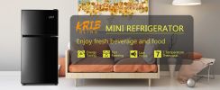 KRIB BLING 3.5Cu.Ft Compact Refrigerator Mini Fridge with Freezer, Small Refrigerator with 2 Door, 7 Level Thermostat Removable Shelves for Kitchen